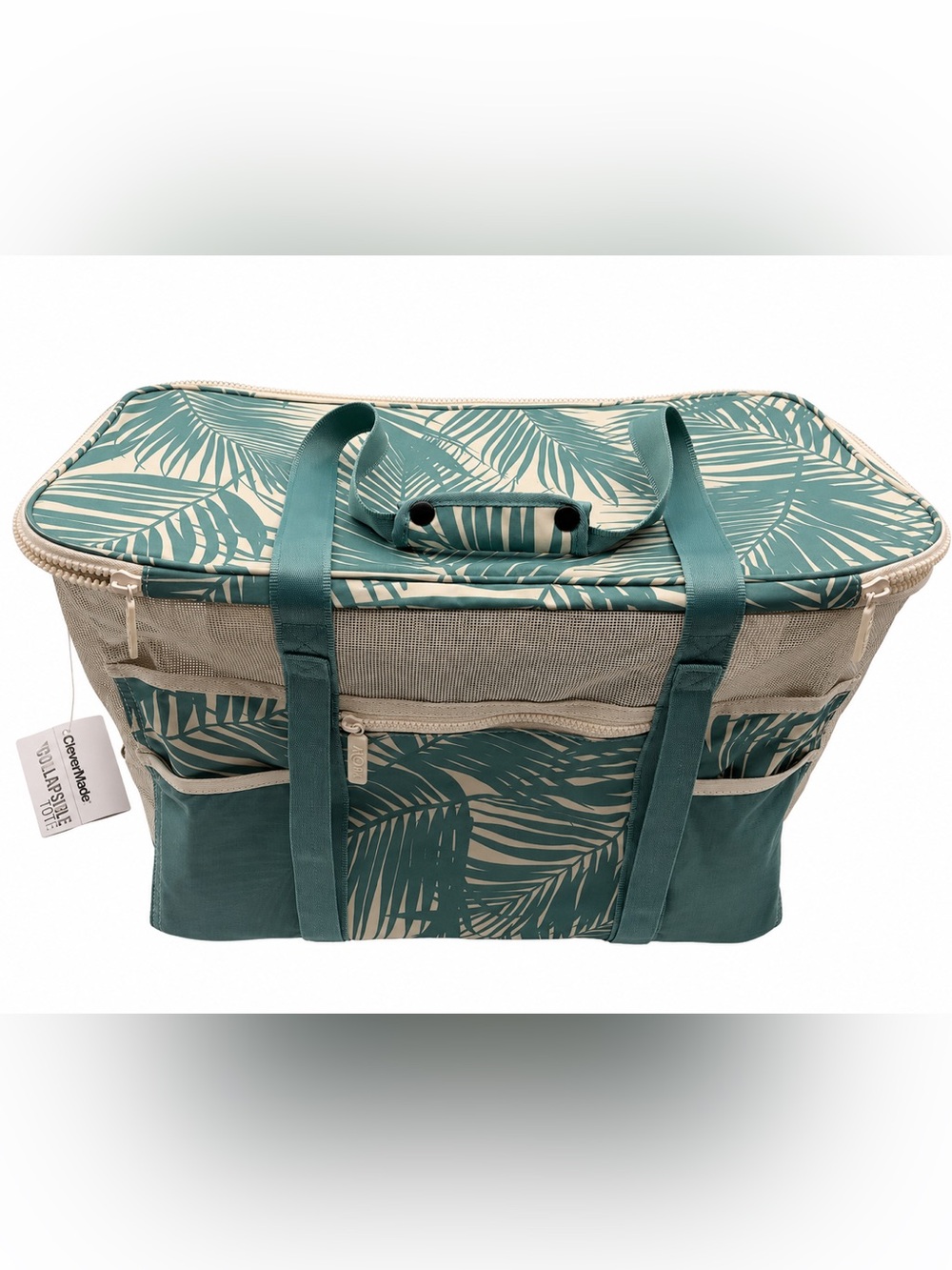 ALOHA Collection Green and Cream Collapsible Beach Tote